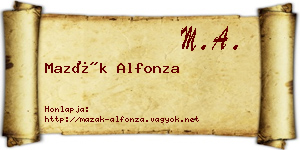 Mazák Alfonza névjegykártya